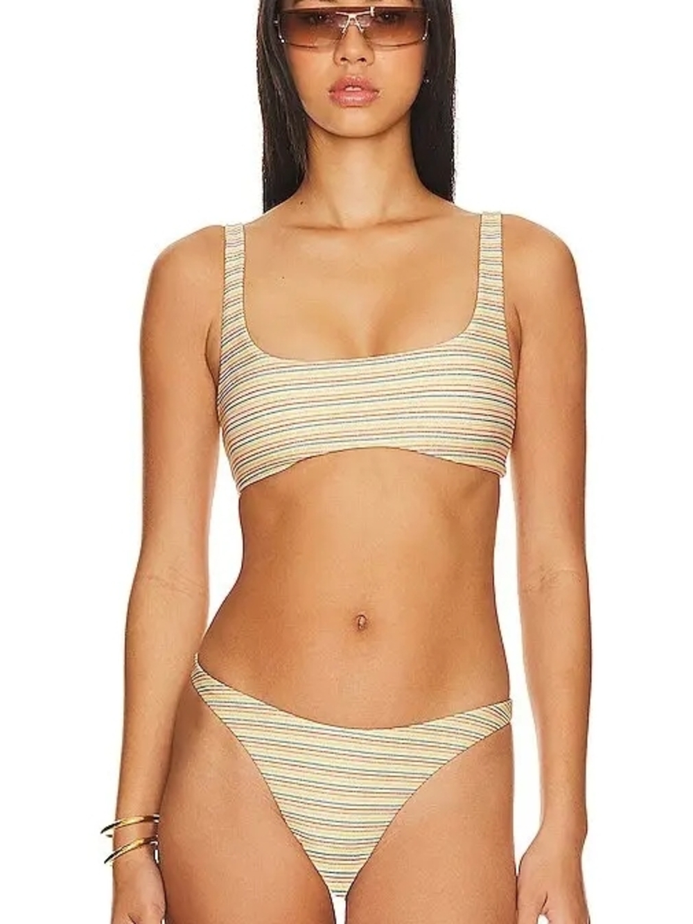 l*space Striped Bikini in Cream, Orange & Blue-Green